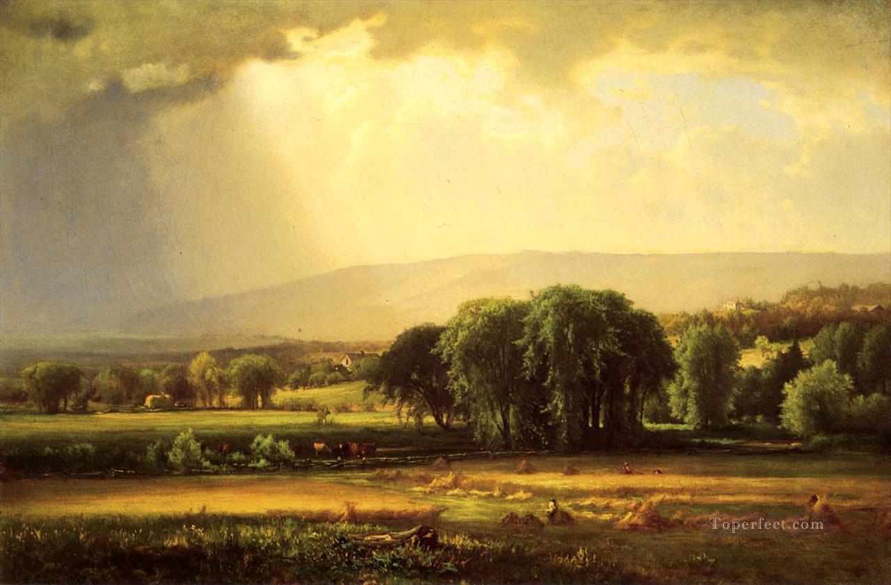 Harvest Scene in the Delaware Valley Tonalist George Inness Oil Paintings